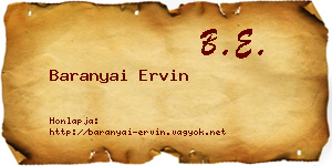 Baranyai Ervin névjegykártya